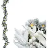 Guirlande de sapin led avec neige et fleurs éclairée blanc chaud - 183...
