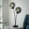 Lampe de table, noir, verre fumé, H 60 cm