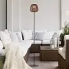 JUST LIGHT. Lampe sur pied LED rechargeable Askia, rotin, IP54, Touchd...