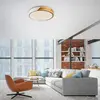 JUST LIGHT. Plafonnier LED Bila, blanc, Ø 32 cm, bois