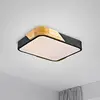 JUST LIGHT. Plafonnier LED Bila, noir, 32x32 cm, bois