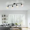 JUST LIGHT. Plafonnier Loki, à 4 lampes, noir, fer, verre