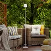 JUST LIGHT. Lampe sur pied LED rechargeable Euria, blanc, fer, IP54