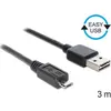 DeLOCK 3m USB 2.0 A - B m/m câble USB USB A USB B Noir
