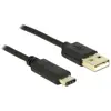 DeLOCK 2m, USB2.0-A/USB2.0-C câble USB USB A USB C Noir