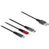 DELOCK Câble de charge USB 3 en 1 pour Lightning  Micro USBUSB Type-C  1 m