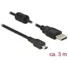 DeLOCK 3m, USB 2.0-A/USB 2.0 Mini-B câble USB USB A Mini-USB B Noir