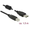 Câble USB DELOCK - 1.5m - USB 2.0-A/USB 2.0-B - Double blindage - Noir