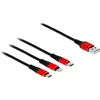 DeLOCK Câble de charge USB 3-en-1 pour Lightning / Micro USB / USB C