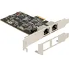 Delock Carte PCI Express x2 vers 2 x RJ45 2,5 Gigabit, Carte réseau