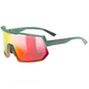 Lunettes Uvex Sportstyle 235 vert mat avec verres à effet miroir rouge
