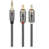 Câble audio Jack 3.5mm - GOOBAY - 2 RCA mâles - Nylon tressé - 2m - Plaqué or