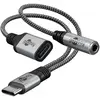 Goobay Câble USB-C vers USB-C + Jack 3.5 mm (M/F) - 1.5 m - Noir/Gris