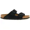Birkenstock Femme Arizona SFB Cuir Suède Sandales Bout Ouvert, Noir Noir Noir, 40 EU Étroit