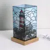 Wagner Life Lampe à poser LED Art Light Phare, socle en bois, acryliqu...
