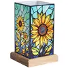 Wagner Life Lampe à poser LED Art Light Tournesol, socle en bois, acry...