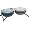 TRIXIE Ensemble mangeoire 2 × 0,25 l/13 cm, Bleu pétrole/Gris, Chien