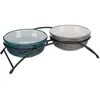TRIXIE Set de mangeoires, 2 × 1,6 L/Ø 20 cm, Bleu Huile/Gris, Chien