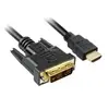 Sharkoon - Câble adaptateur - liaison simple - HDMI mâle pour DVI-D mâle - 3 m