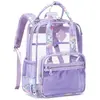 LARGEIGHT Sac dos transparent violet pour enfants Cartable transparent...