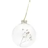 Boule en verre décorative naturelle - branche de gypsophile - 8 cm