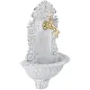 Relaxdays Fontaine mural style antique,robinet, Evier de jardin, fonte aluminium, HlP 40 x 24,5cm x 13 cm, blanc
