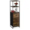 Relaxdays Étagère vintage, 3 tiroirs, 3 étages, design industriel, HLP : 155 x 43 x 42,5 cm, bibliothèque, noir-marron