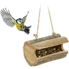 Relaxdays Mangeoire à oiseaux à suspendre, en bois, avec écorce, pour ...
