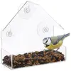 Relaxdays Mangeoire à oiseaux fenêtre, 3 ventouses, Distributeur de graines, Nichoir, HLP : 15 x 15 x 7 cm, transparent