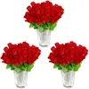 RELAXDAYS Roses artificielles, lot de 144, fleurs artificielles, avec tige et feuilles, cadeau, mariage, hauteur 26 cm, rouge