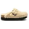Sabots femme Birkenstock Boston Big Buckle Platform Fur Blanc 35 Étroi...