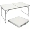 Amanka Table de camping 120x60cm en Aluminium Gris clair Hauteur réglable Format mallette
