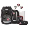 ergobag Sac d'école noir pour fille et garçon - Football-Edition Pack-Set 6 pièces Domstürmbär 115382