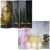 HHG - Paravent / cloison de séparation, 5 pans, motif Bouddha 180x200c...