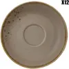 Vivo - 12 Sous-tasses à moka en Faïence StoneWare beige/marron/blanc -...