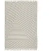 Tapis tissé main pure laine vierge à franges gris et beige 160x230