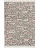 Tapis tissé main pure laine à franges rouge et noir fond beige 160x230