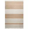 Green Loop Tapis plat tissé main à franges rayé beige et brun 130x190