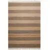 Green Loop Tapis plat tissé main à franges rayé brique et brun 130x190