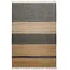 Green Loop Tapis plat tissé main à franges rayé anthracite et brun 160x230
