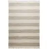 Green Loop Tapis plat tissé main à franges rayé brun et beige 130x190