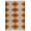 Green Loop Tapis kilim pure laine tissé main ethnique chic à franges  300x400