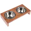 Porte-gamelle Modern Living Nellore en bois, écuelles incluses  - capacité : 2 x 400 mL, 13 cm de diamètre