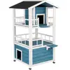 zooplus Exclusive Maisonnette Penthouse L 72 x l 72 x H 124 cm bleu / blanc - pour chat