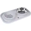 Double écuelle antiglouton en inox avec tapis TIAKI 2x300 ml chien