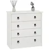 Idimex Commode en pin RESIDENCIA 4 grands tiroirs buffet bahut vaisselier en bois style mexicain, lasuré blanc