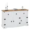 Buffet salon CAMPO L 125 m bois massif, Blanc et brun