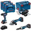 Bosch Pt Gsr + Gws+ Gkm+ Ggs 1x 2x 5.5 Kit 4 Outils à Batterie 4ah 18v
