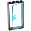 1x Lego cadre de porte 1x4x6 noir vitre transparent bleu clair 60616 6...