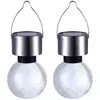 Lot de 2 lampes suspendues boule solaire à led rgb spots en acier inox...